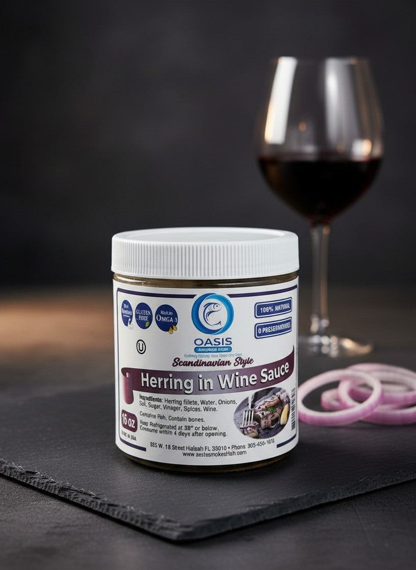 Scandinavian Style Herring in Wine Sauce - 16 oz glass jar