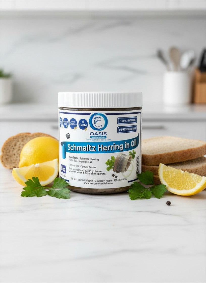 Schmaltz Herring in oil - 16 oz. glass jar